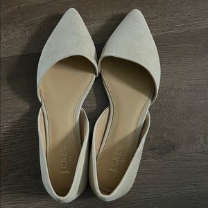 J. Crew Pointed-Toe D'Orsay Flats in Light Taupe Suede Sz 7.5